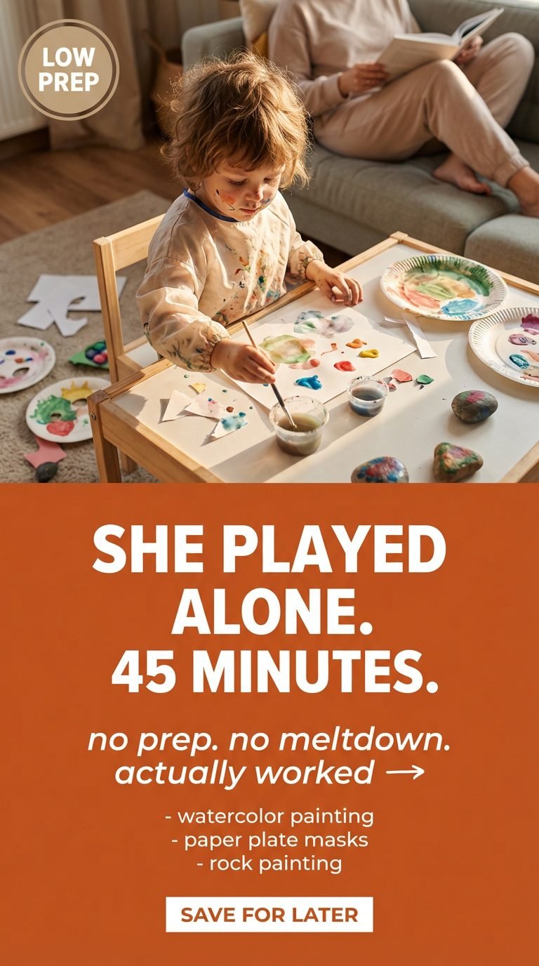 child painting at a craft table, fully engaged — easy art projects kids