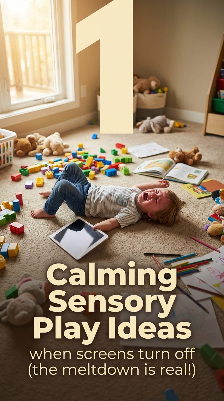 Child upset and throwing a fit due to screen restrictions — calming sensory play ideas overstimulated kids.