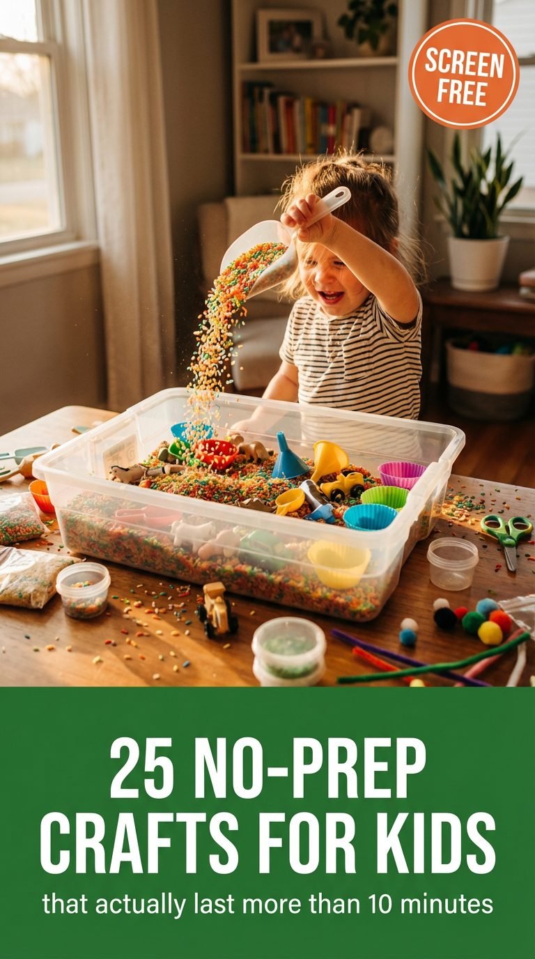Child creating a sensory bin craft project with rice