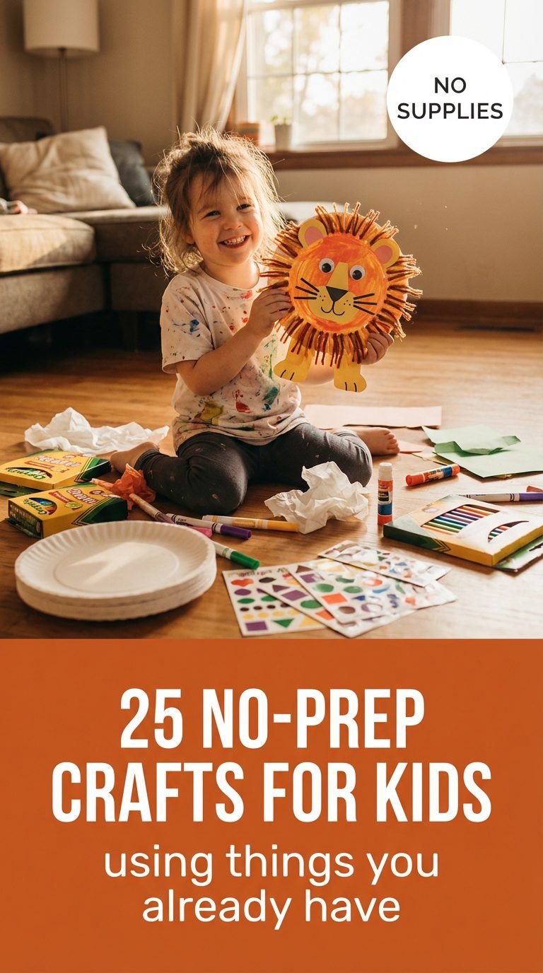 Child showing off a colorful paper plate craft