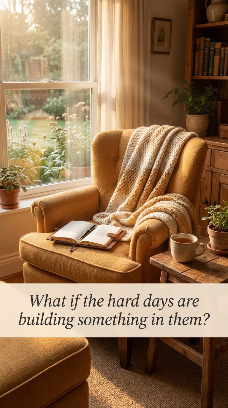 Quiet moment with a chair and journal, reflection time