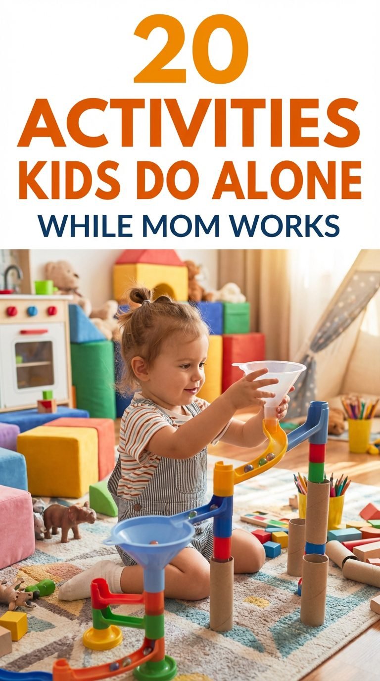 how to introduce quiet time to toddler - toddler building a DIY marble run with tubes and funnels