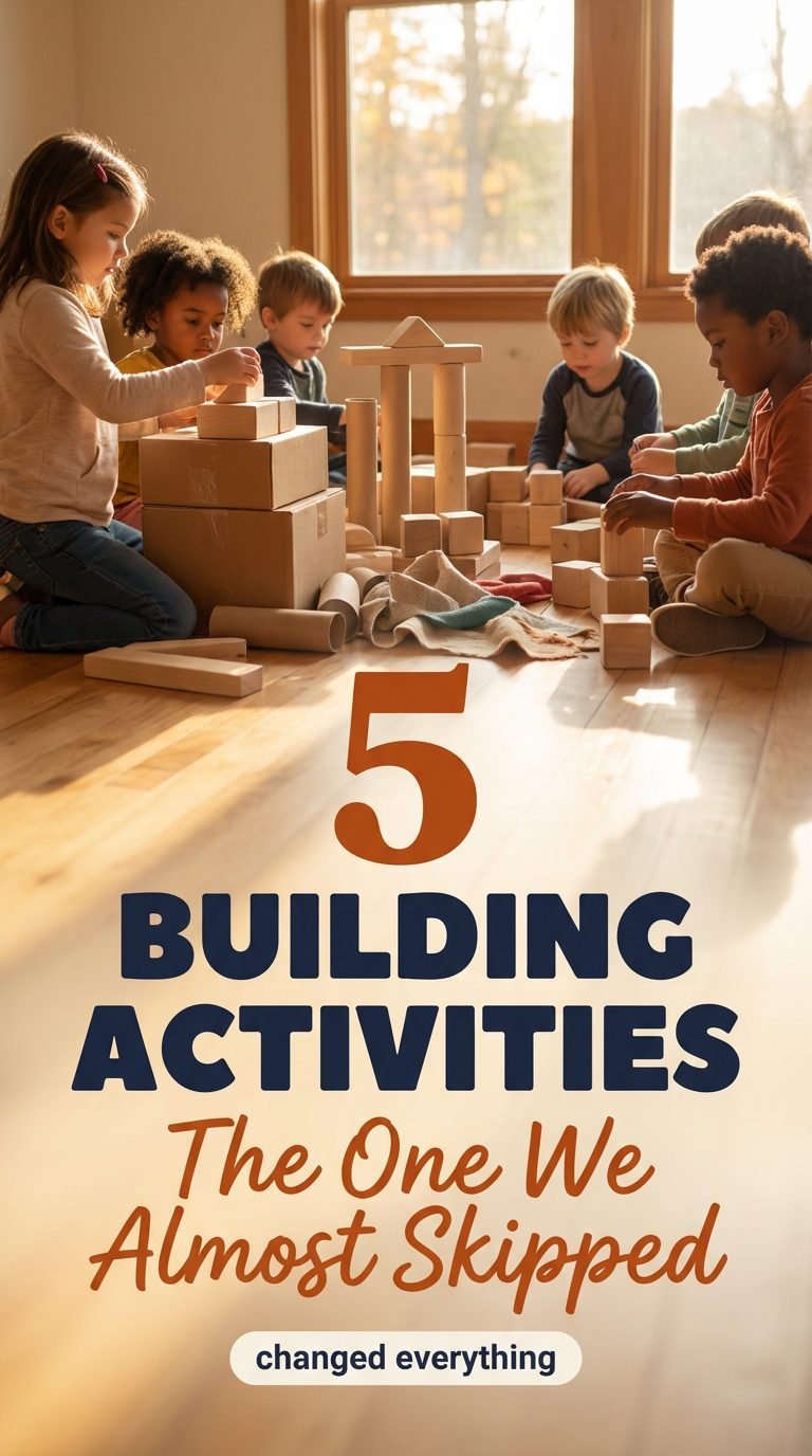 Children building with blocks and materials — indoor building activities kids construction.
