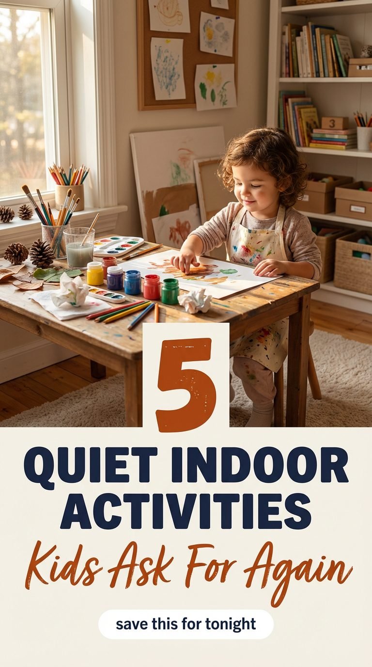 Child painting quietly at a craft table — quiet indoor activities kids slow days.