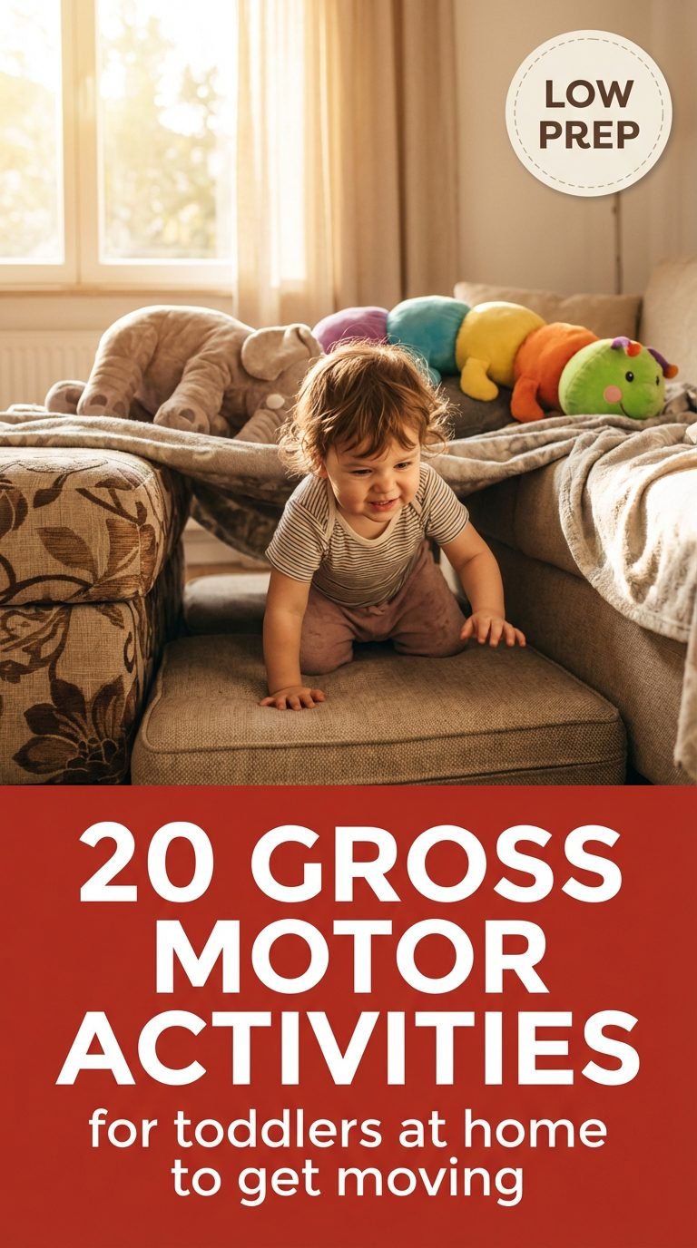 Toddler crawling through an indoor obstacle course.