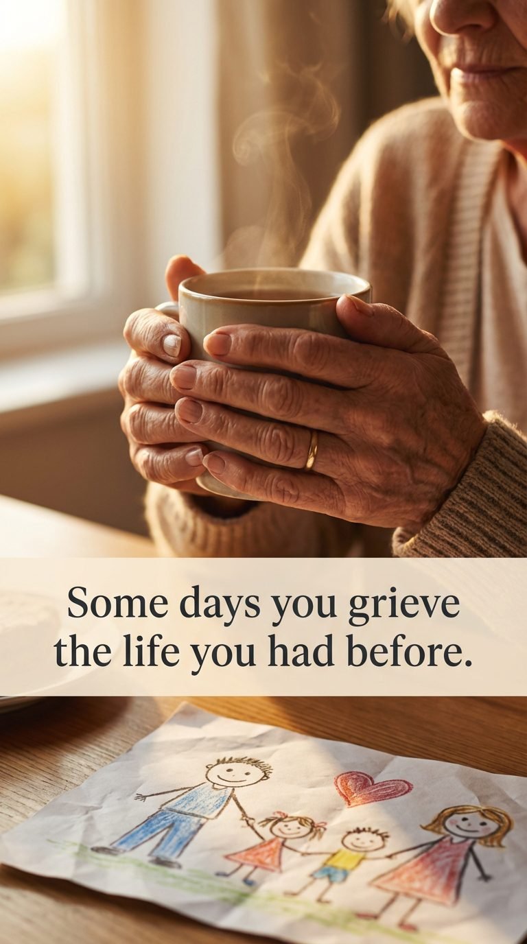 Tired mother's hands with child's drawing nearby — how to stop feeling like a bad mom.