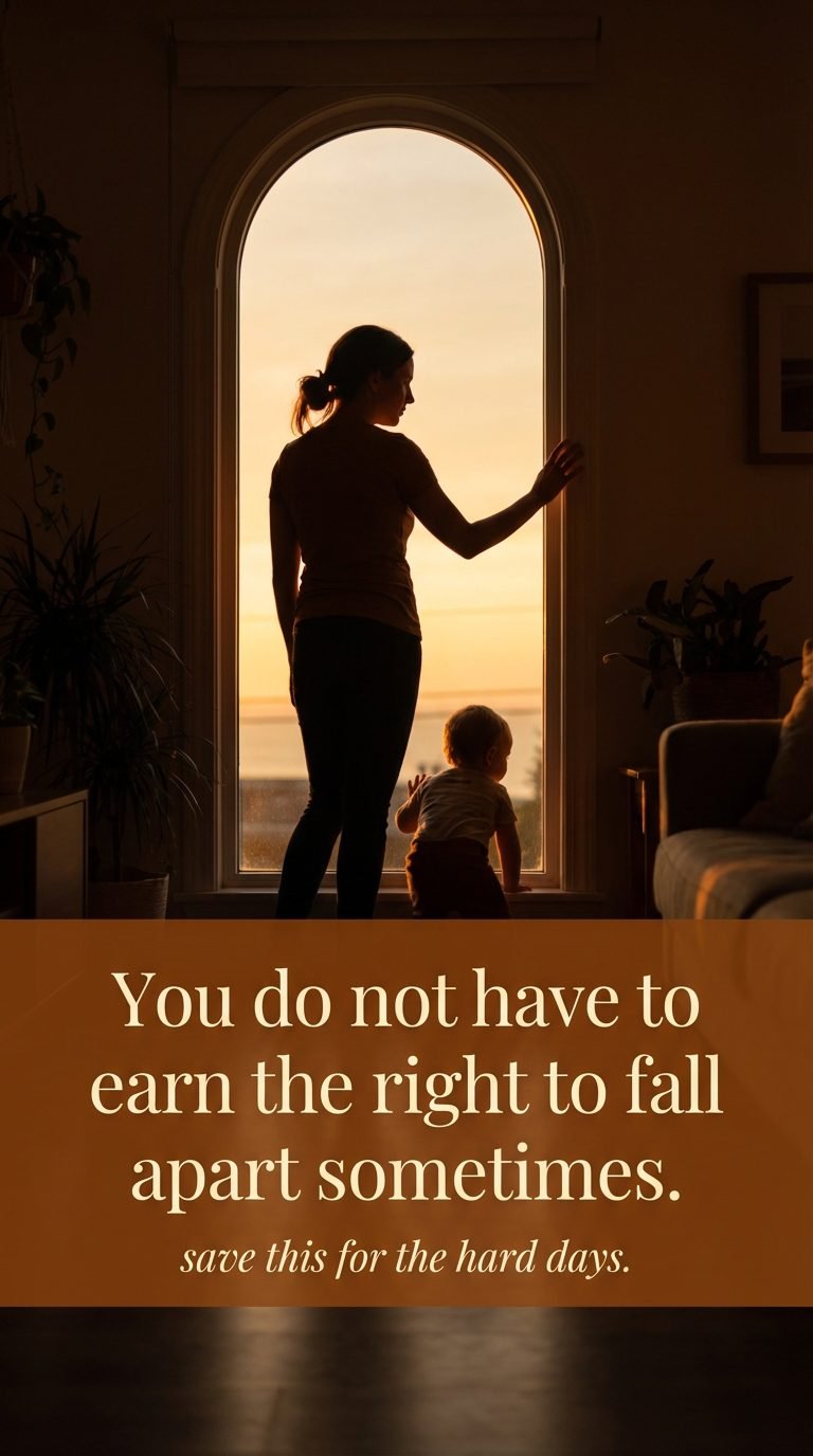 Mother and child silhouette at sunset window — mom guilt working mom leaving kids at daycare.