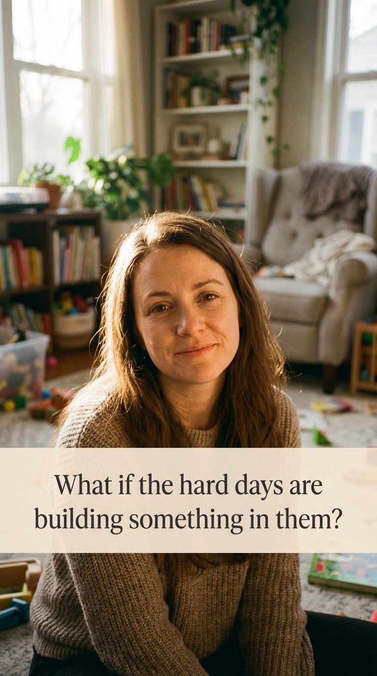 Tired woman in soft morning light — you are enough as a mother even when it feels hard.