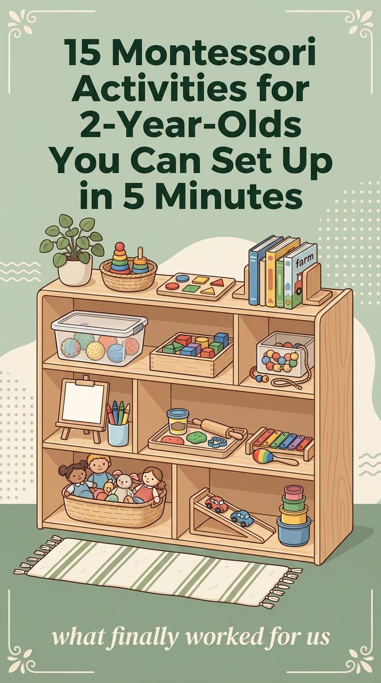 Organized Montessori shelf with various activities.