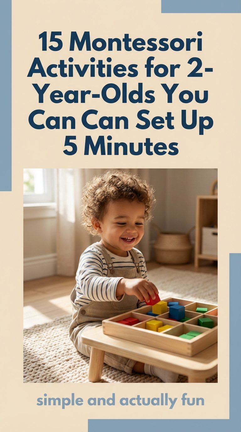 Toddler joyfully sorting colorful blocks.