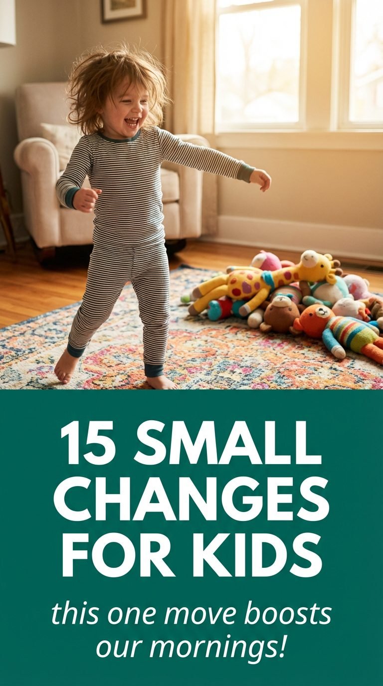 Child doing morning stretches for how to create family routine from scratch.