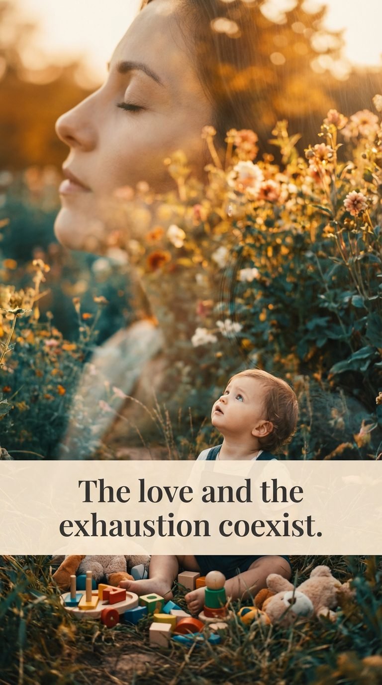 Mother feeling overwhelmed while playing outside — why parenting feels so hard some days.