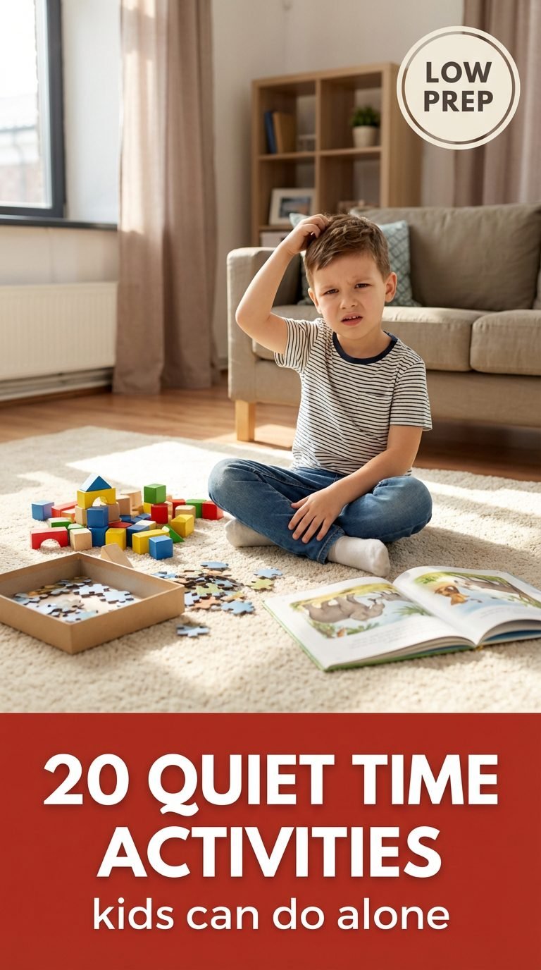 Child looking bored among toys on the floor.