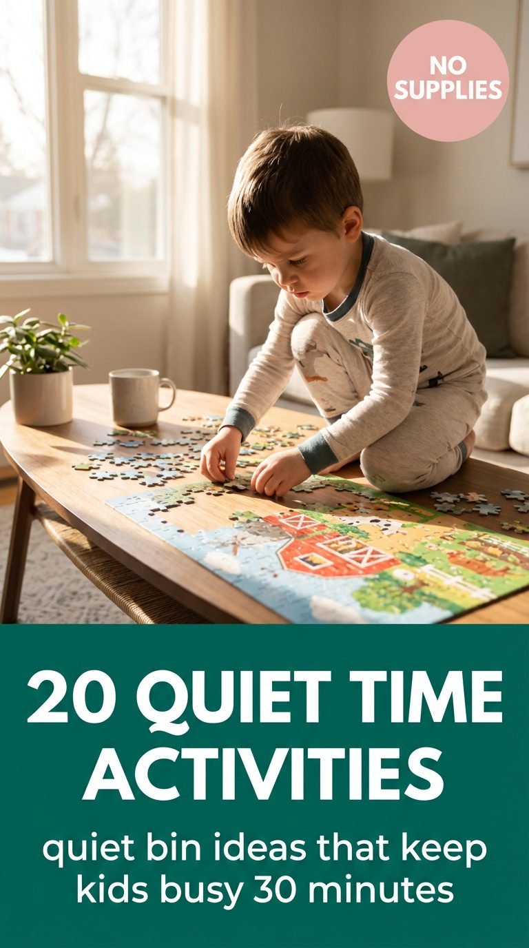 Child building a puzzle at a low table.