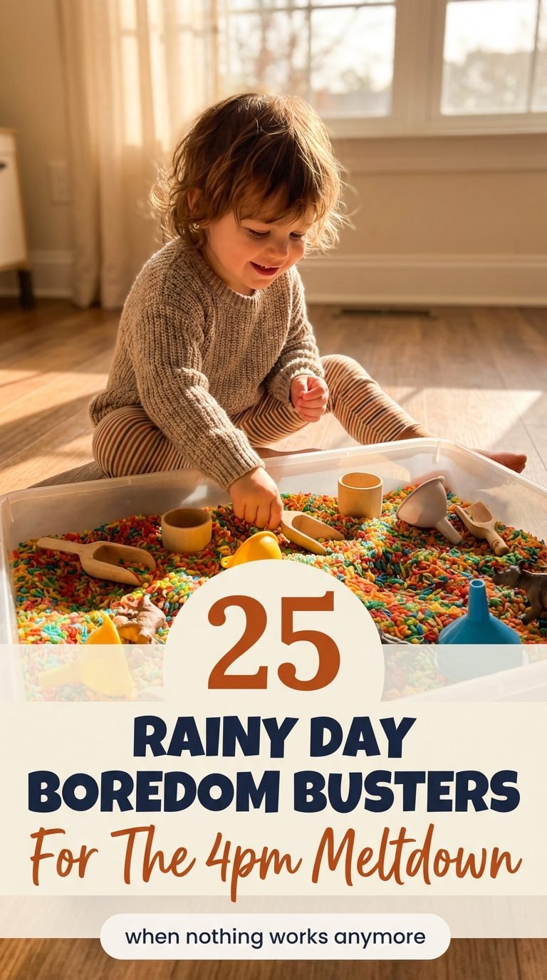 Sensory bin play for kids — rainy day boredom busters toddlers.
