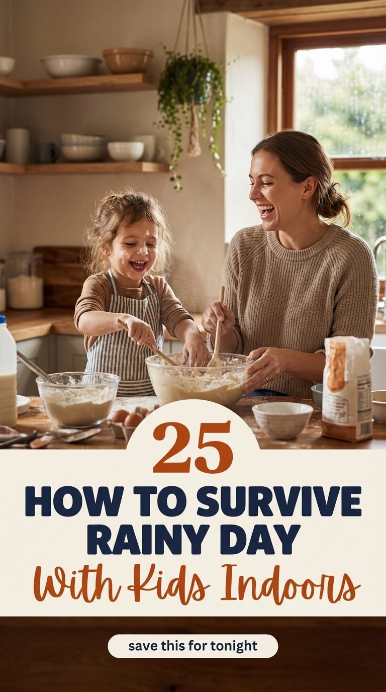 Cooking with kids indoors — how to survive rainy day with kids indoors.