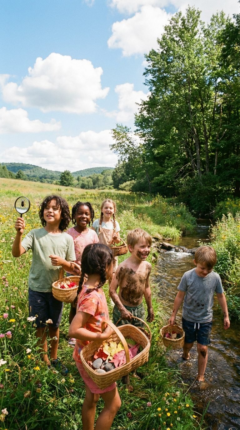 Children engaged in arts and crafts.