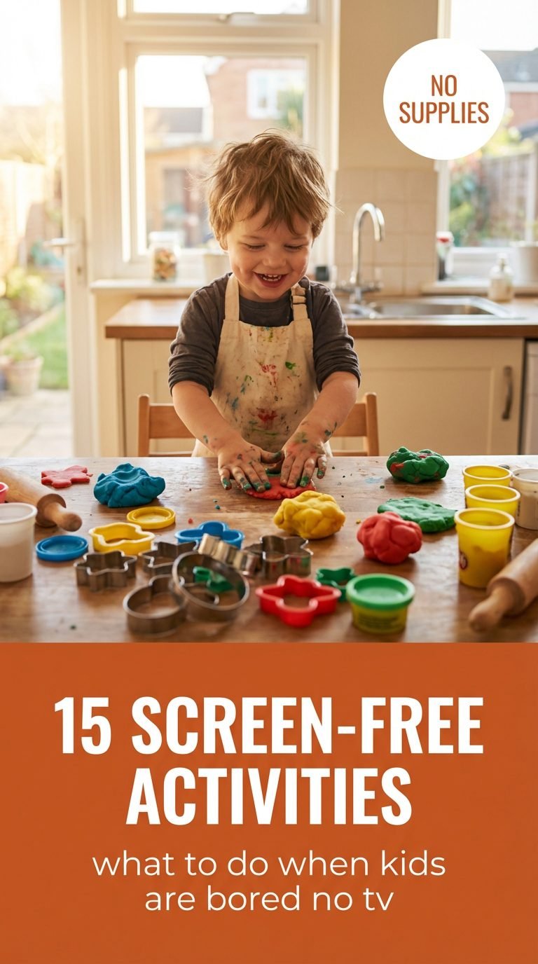 Child happily playing with colorful DIY playdough.