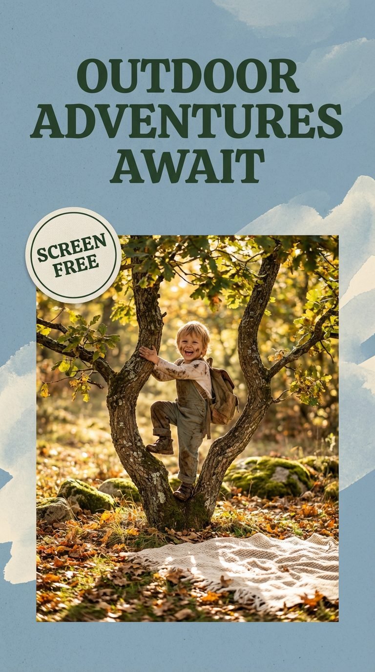 Child climbing a tree during an outdoor adventure.
