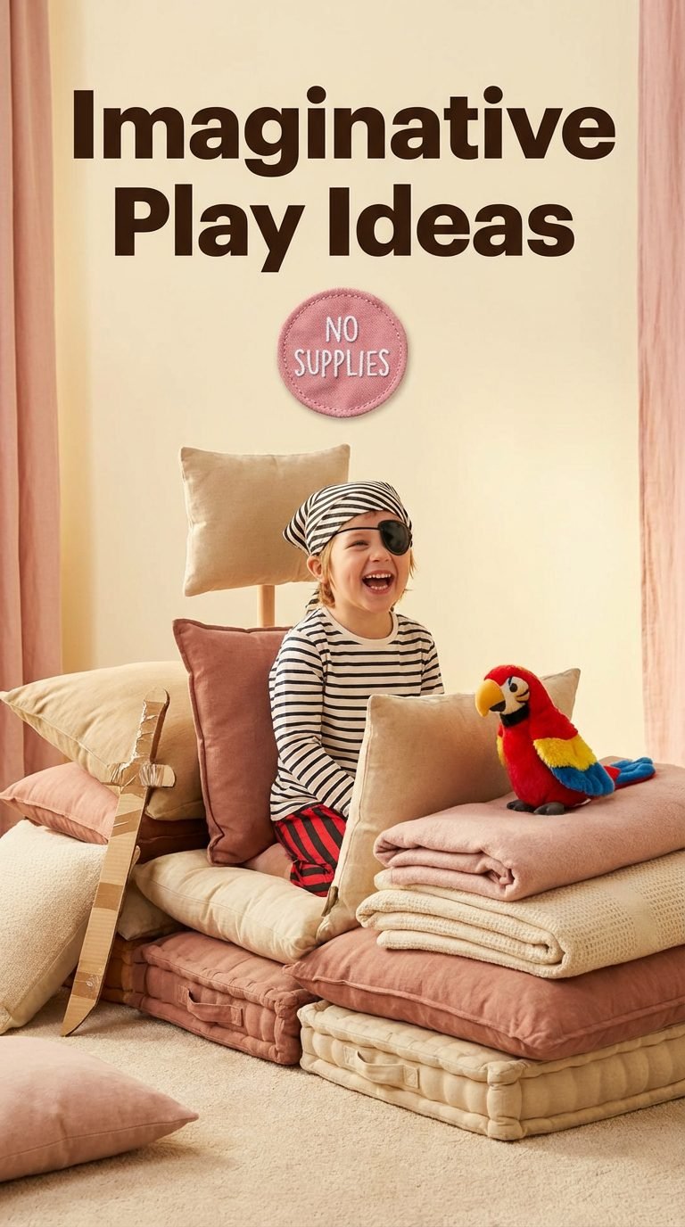 Child engaging in imaginative play dressed as a pirate.