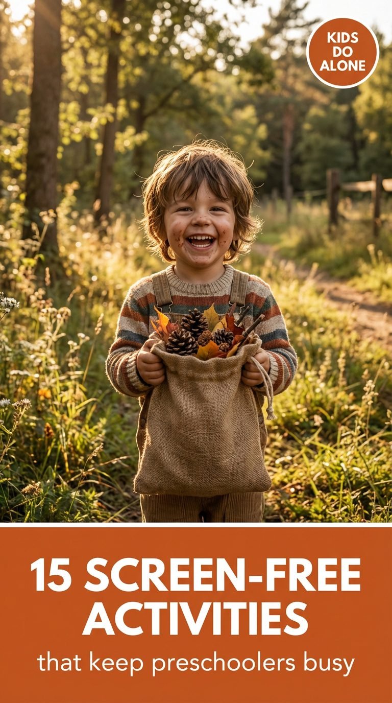 Child enjoying a nature scavenger hunt outside.