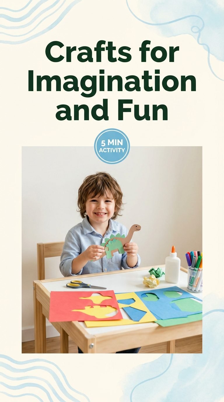 Child creating a craft project at a table.