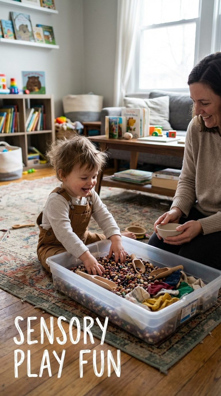 A toddler playing with homemade playdough, exploring textures and colors, screen-free activities for toddlers