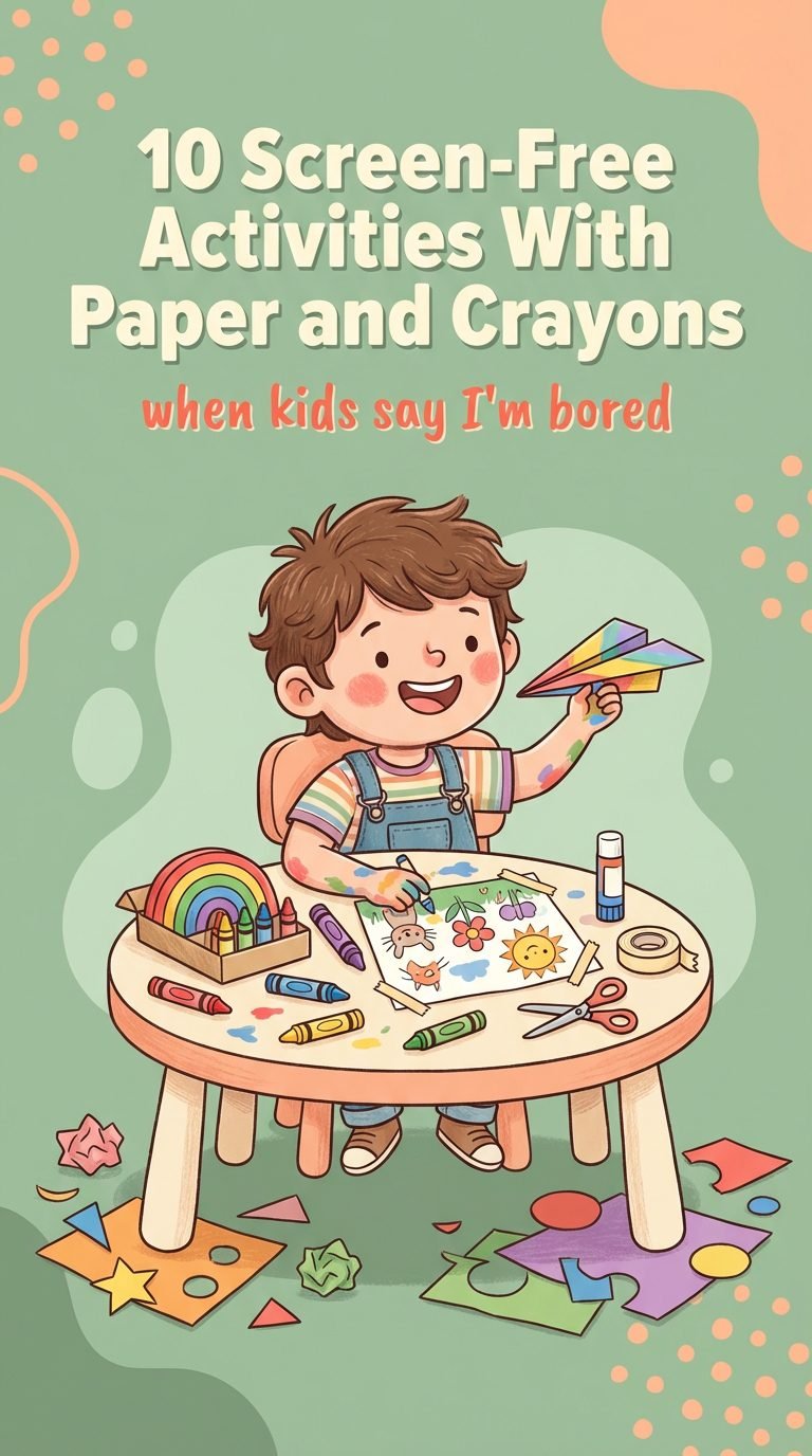 Child engaged in a craft project with crayons.