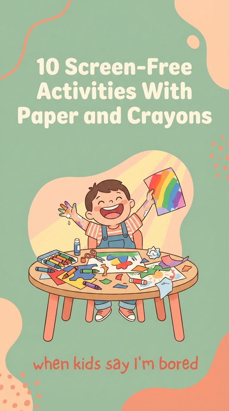 Child engaged in a craft project with crayons.