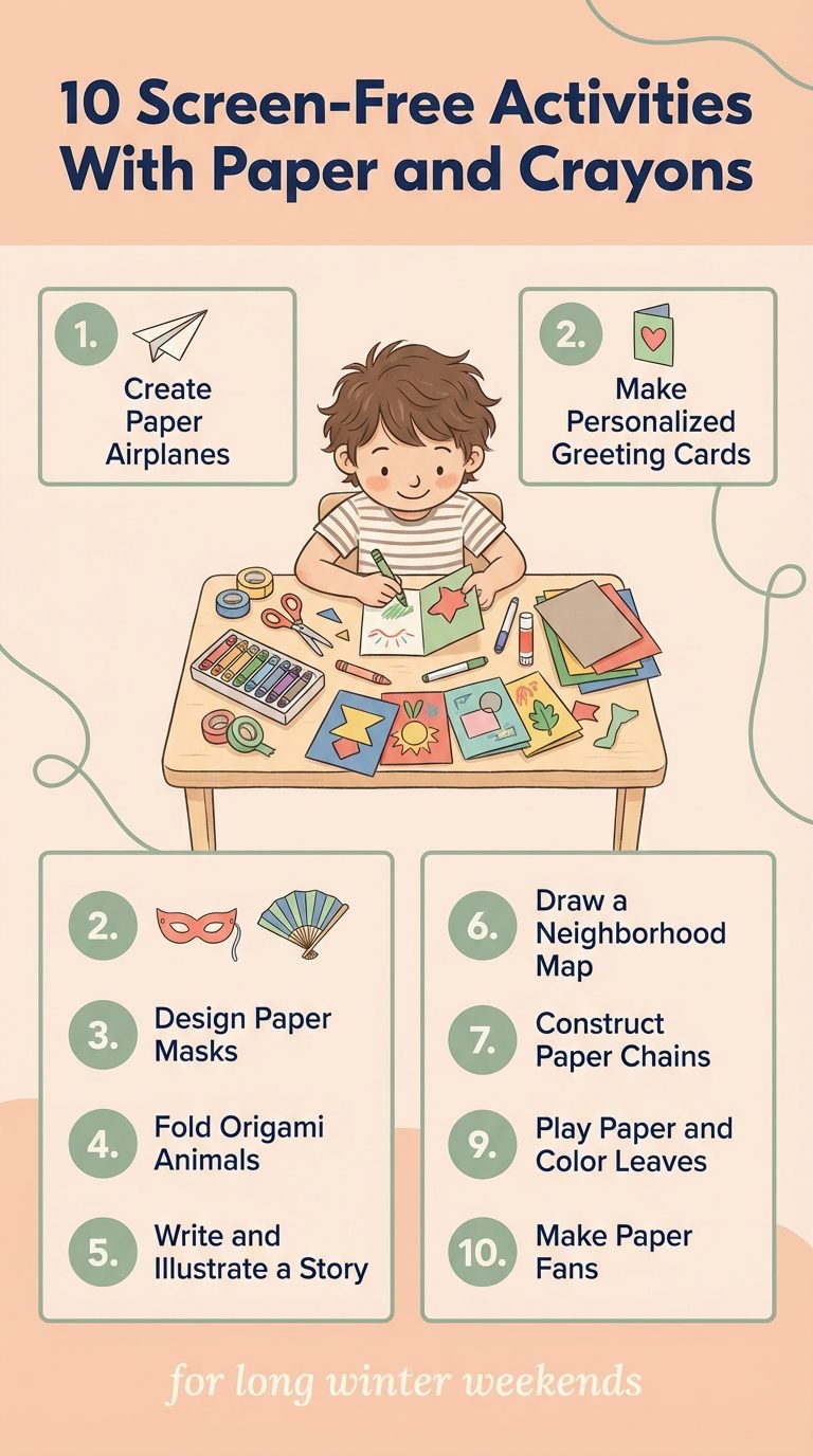 Child making greeting cards with crayons.