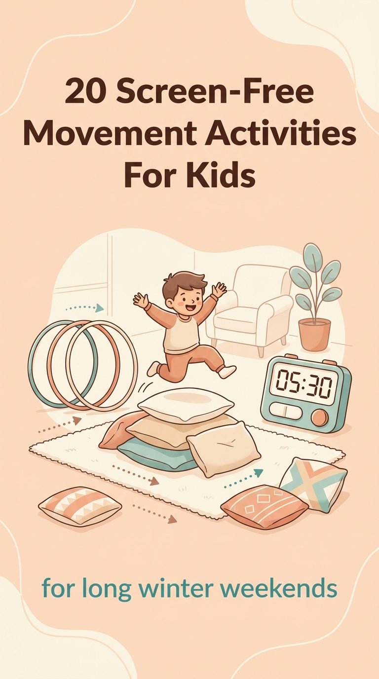 Child jumping over pillows in a fun indoor obstacle course.