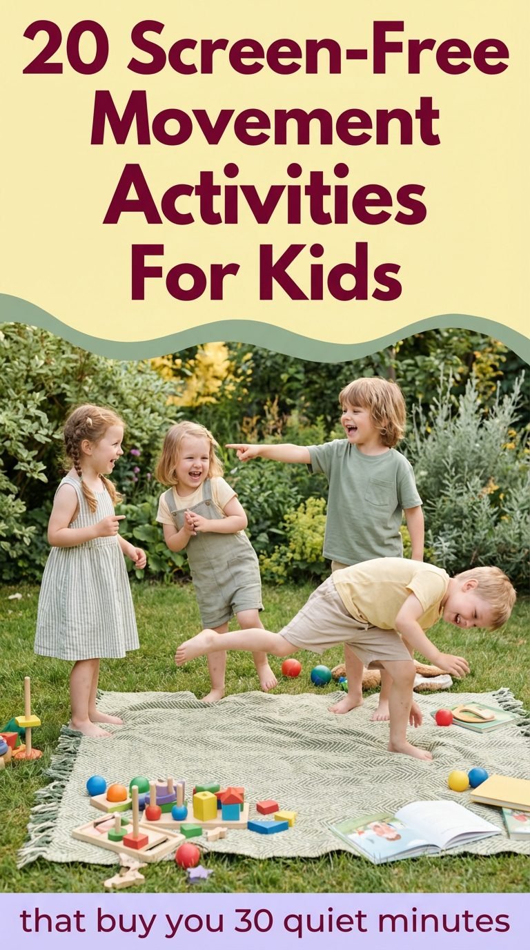Children playing Simon Says in a sunny garden.