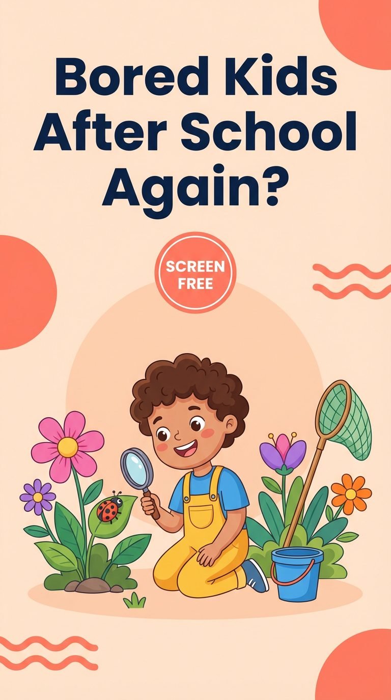 Child exploring a garden during a nature scavenger hunt.