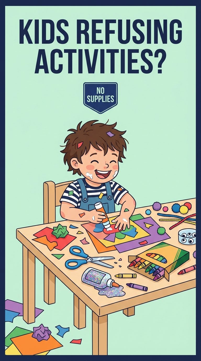 Child happily crafting at a DIY craft station.
