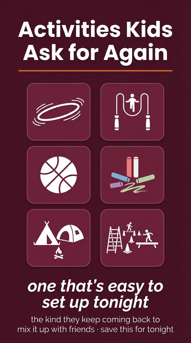 Fun outdoor obstacle course for kids — screen-free evenings family activity ideas.