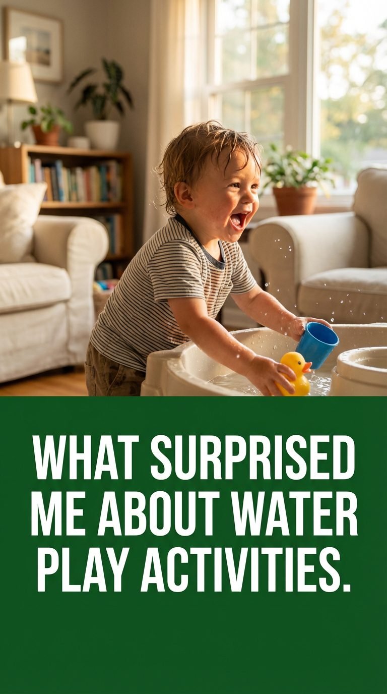 Toddler splashing joyfully in a water table — water play activities toddlers at home