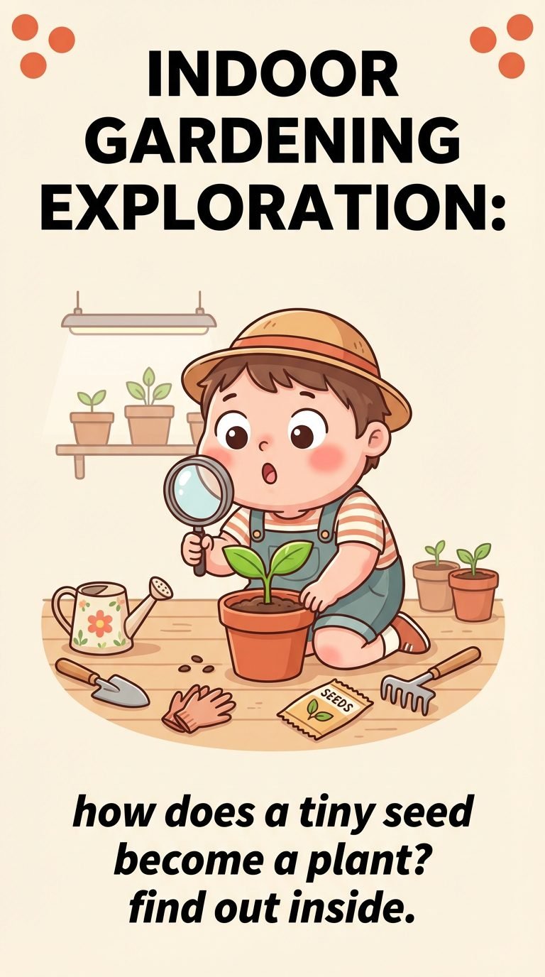 toddler surprised examining a plant with gardening tools — screen-free morning routine for toddlers