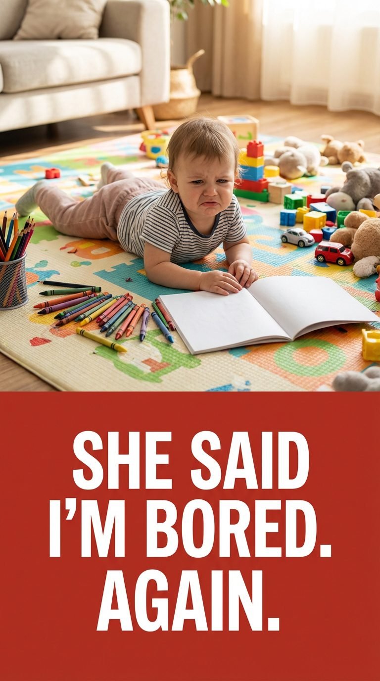 Child complaining about boredom with toys — toddler quiet time after dropping nap.