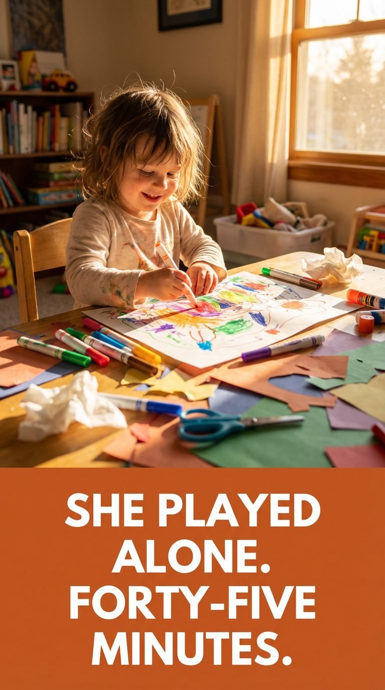 Child engaged in arts and crafts — independent play ideas for preschoolers.