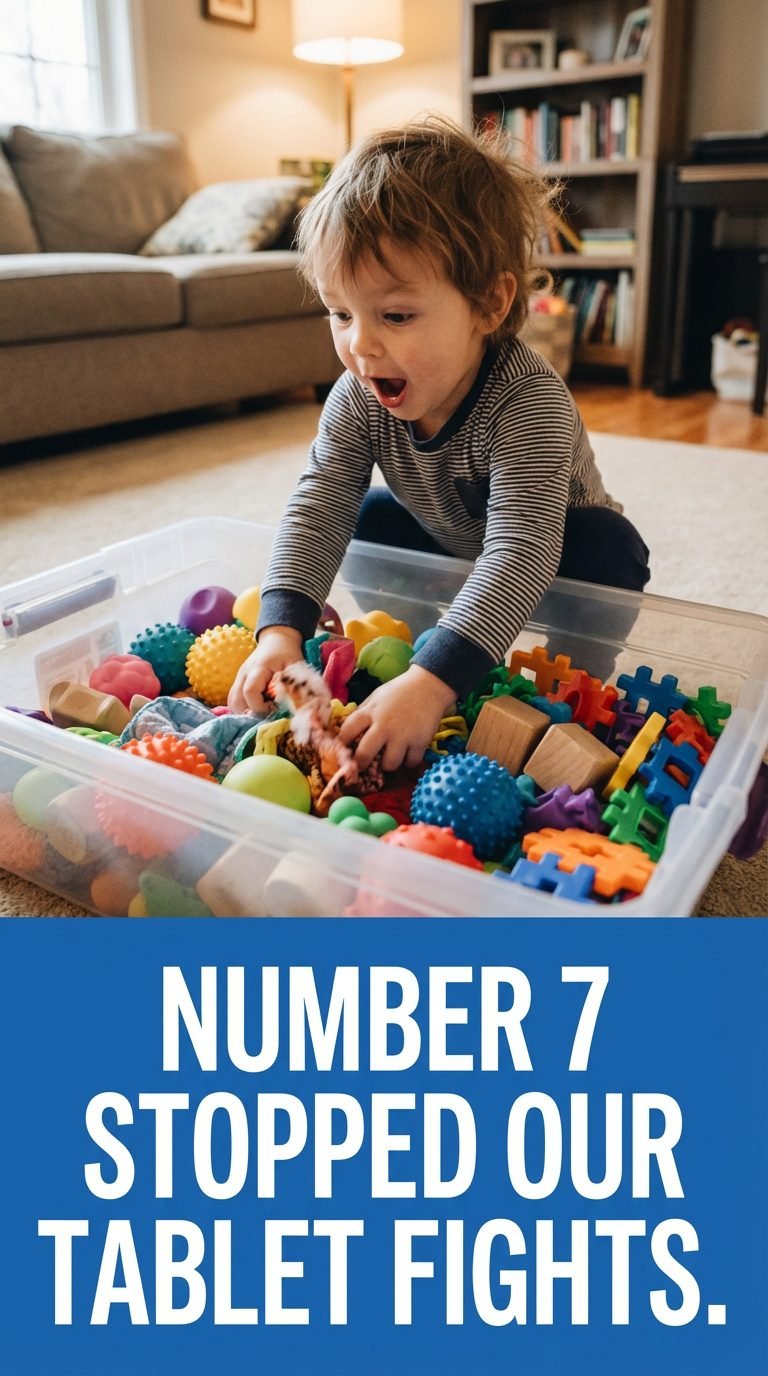 Child happily exploring a sensory bin — quiet bin ideas to keep kids busy 30 minutes.