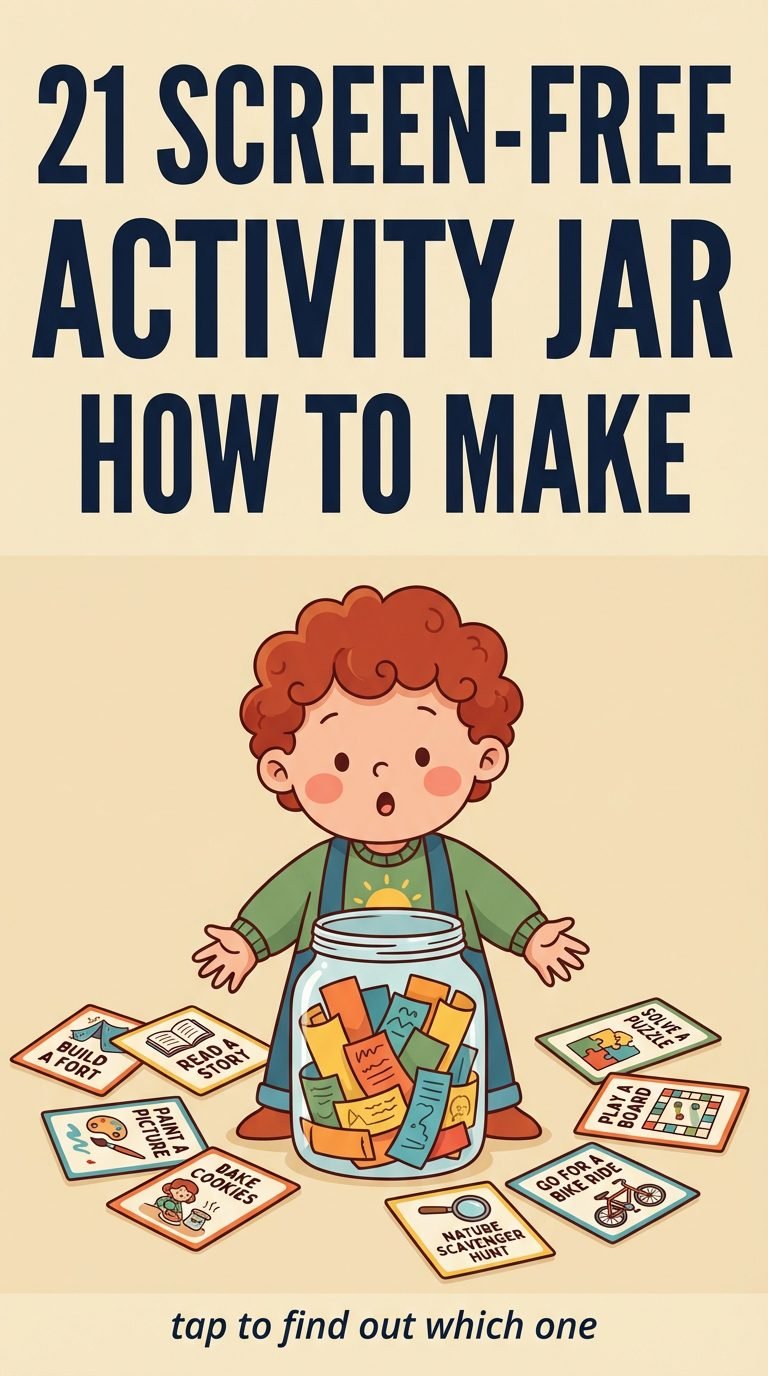 child discovering a colorful activity jar filled with prompts — screen-free activity jar how to make