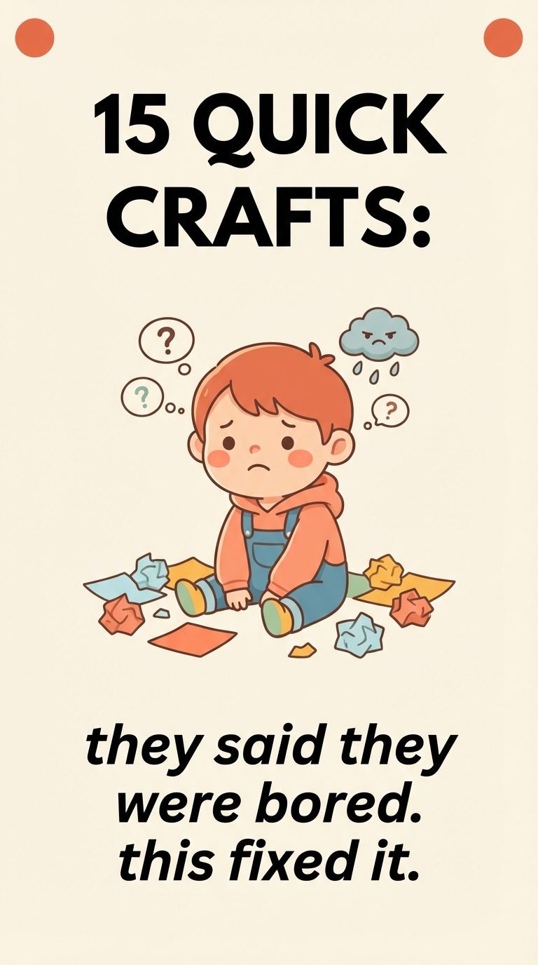 Bored child with crumpled paper for quick crafts for kids.