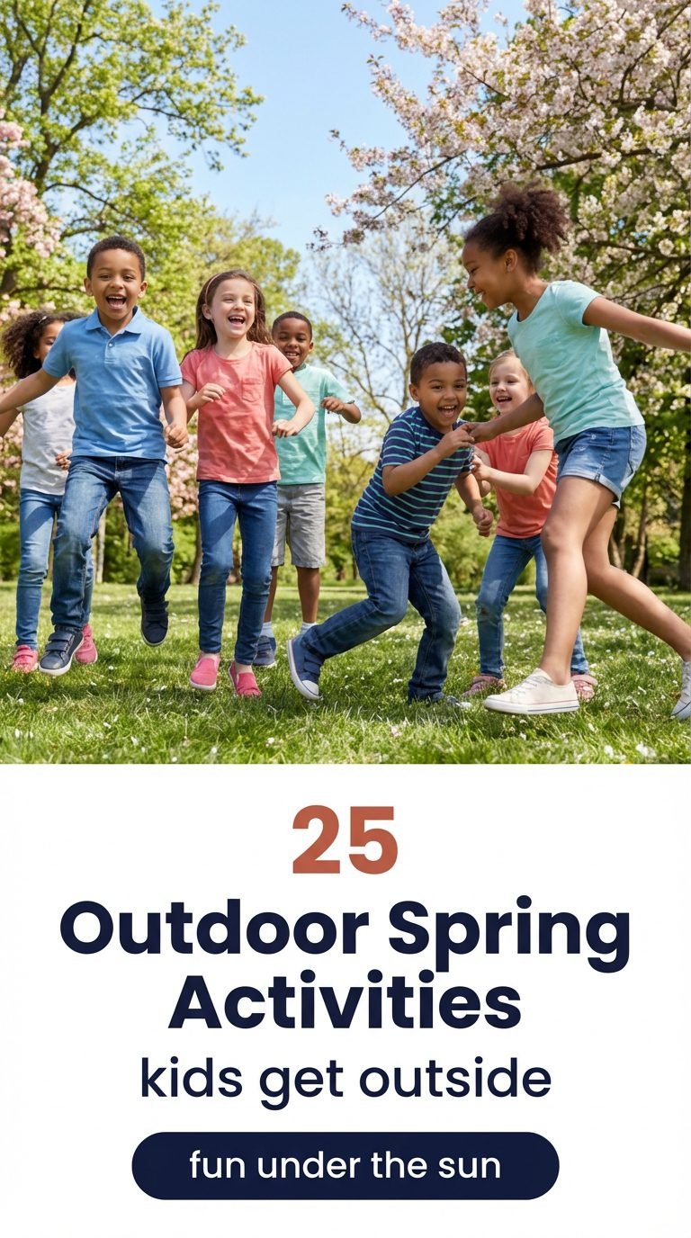 Children playing outdoor games in a sunny park during spring.