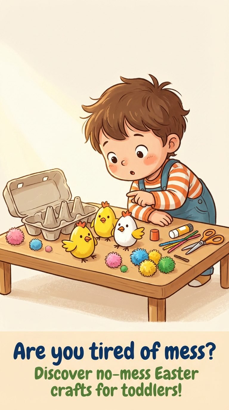 Curious child looking at egg carton chicks.