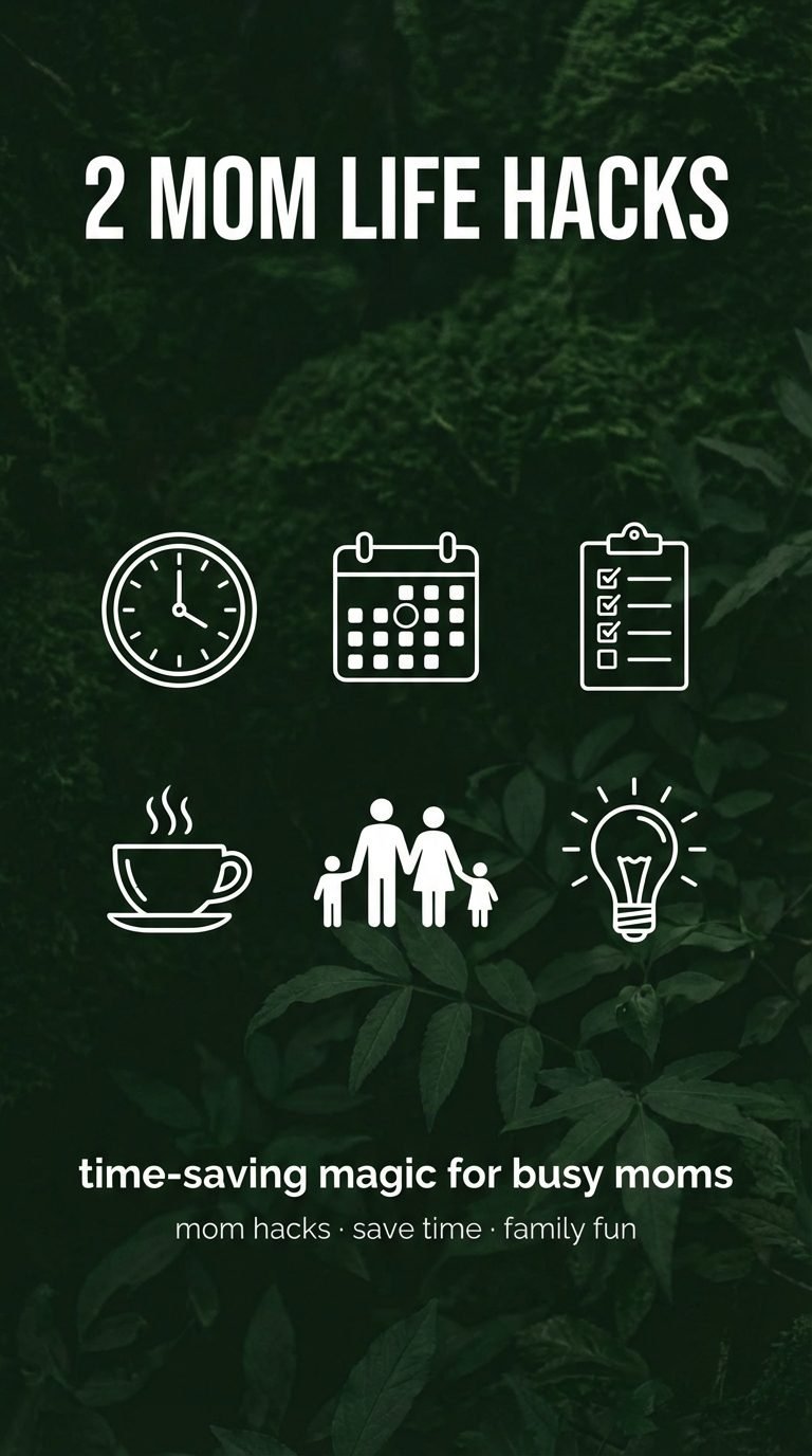 Illustration showcasing time-saving mom life hacks.