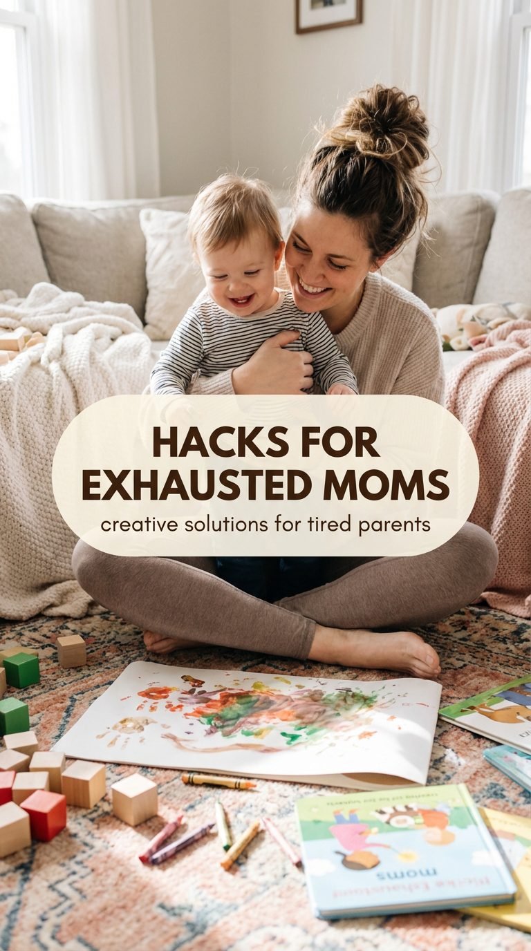 Exhausted mom playing with her toddler on the floor.