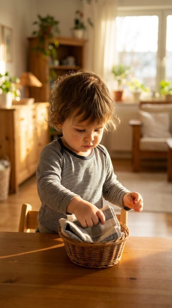 3-year-old toddler doing what helps in a calm home setting related to how to organise the time for toddlers