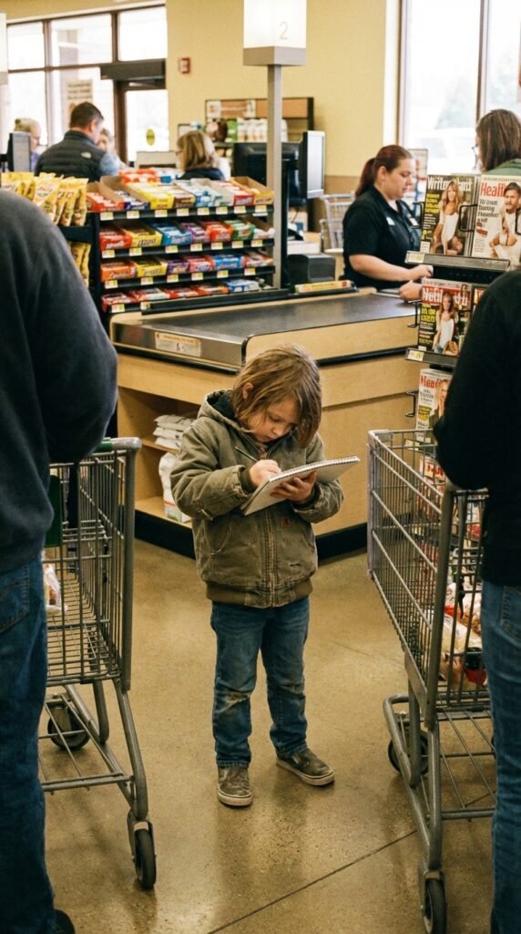 7-year-old child doing if your grocery line feels endless in a calm home setting related to portable quiet activities for kids
