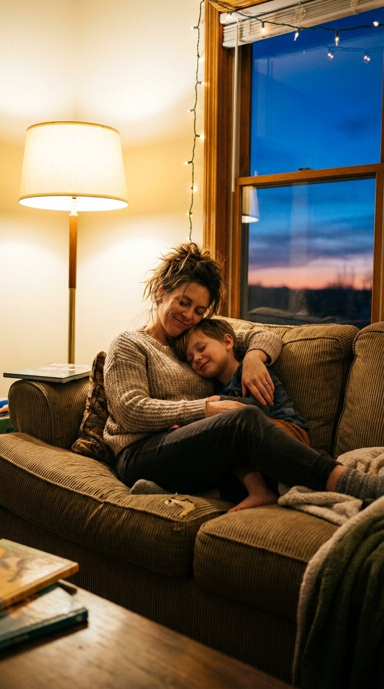 7-year-old child enjoying why moms feel touched out at home in a calm everyday family setting