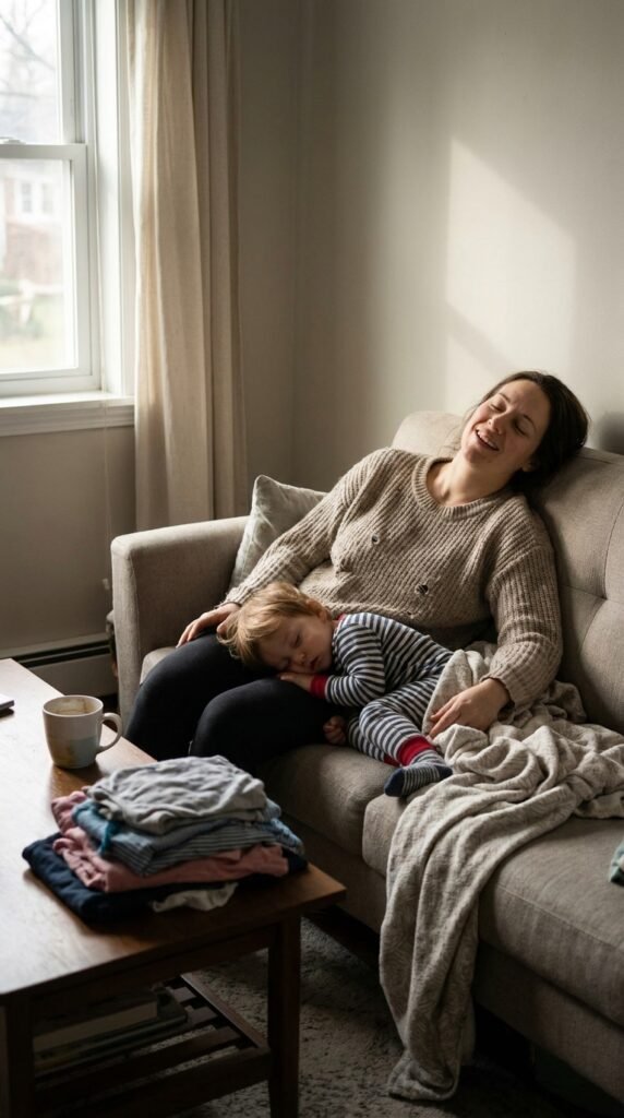 3-year-old toddler doing the moment you reset the mood with music in a calm home setting related to nap time meltdowns